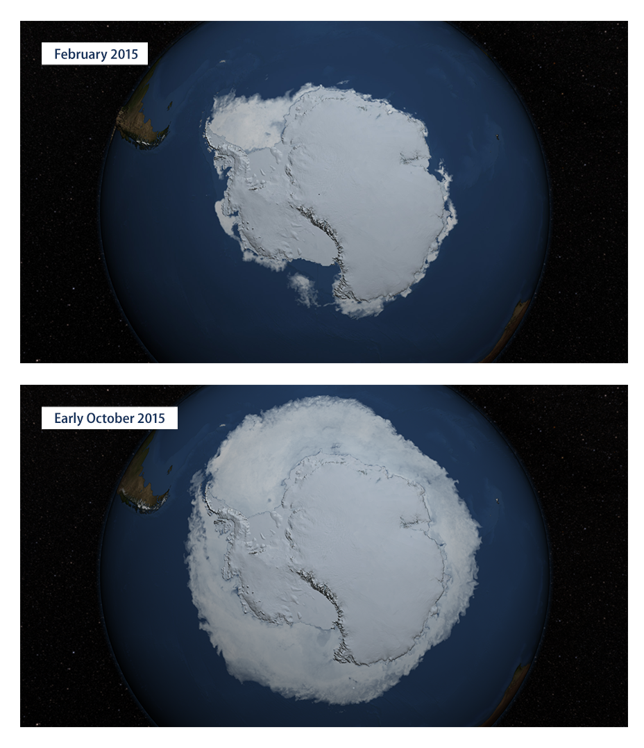 Kaart Zuidpool zee-ijs 2016