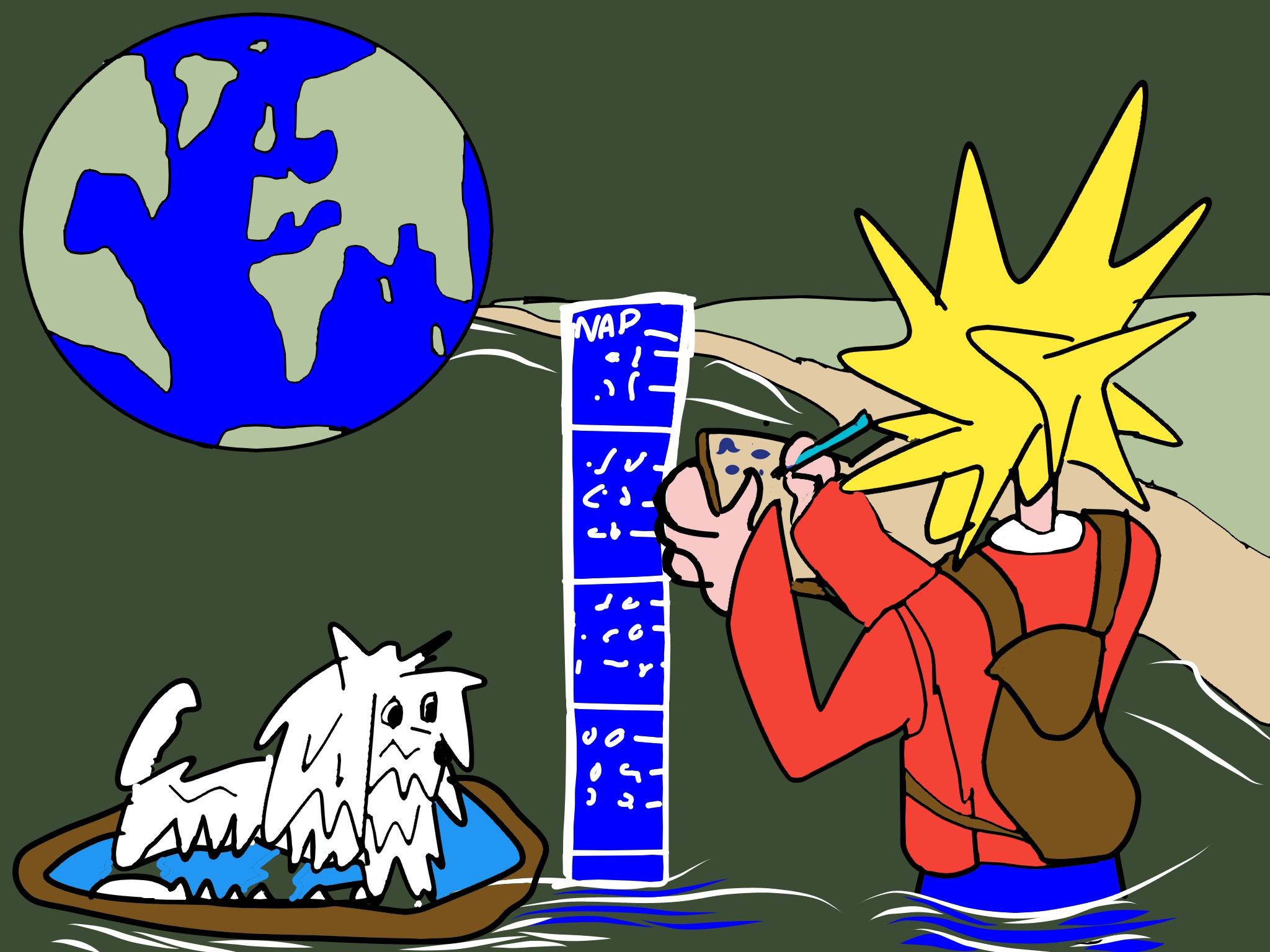 tekening Ko zeespiegel wereld